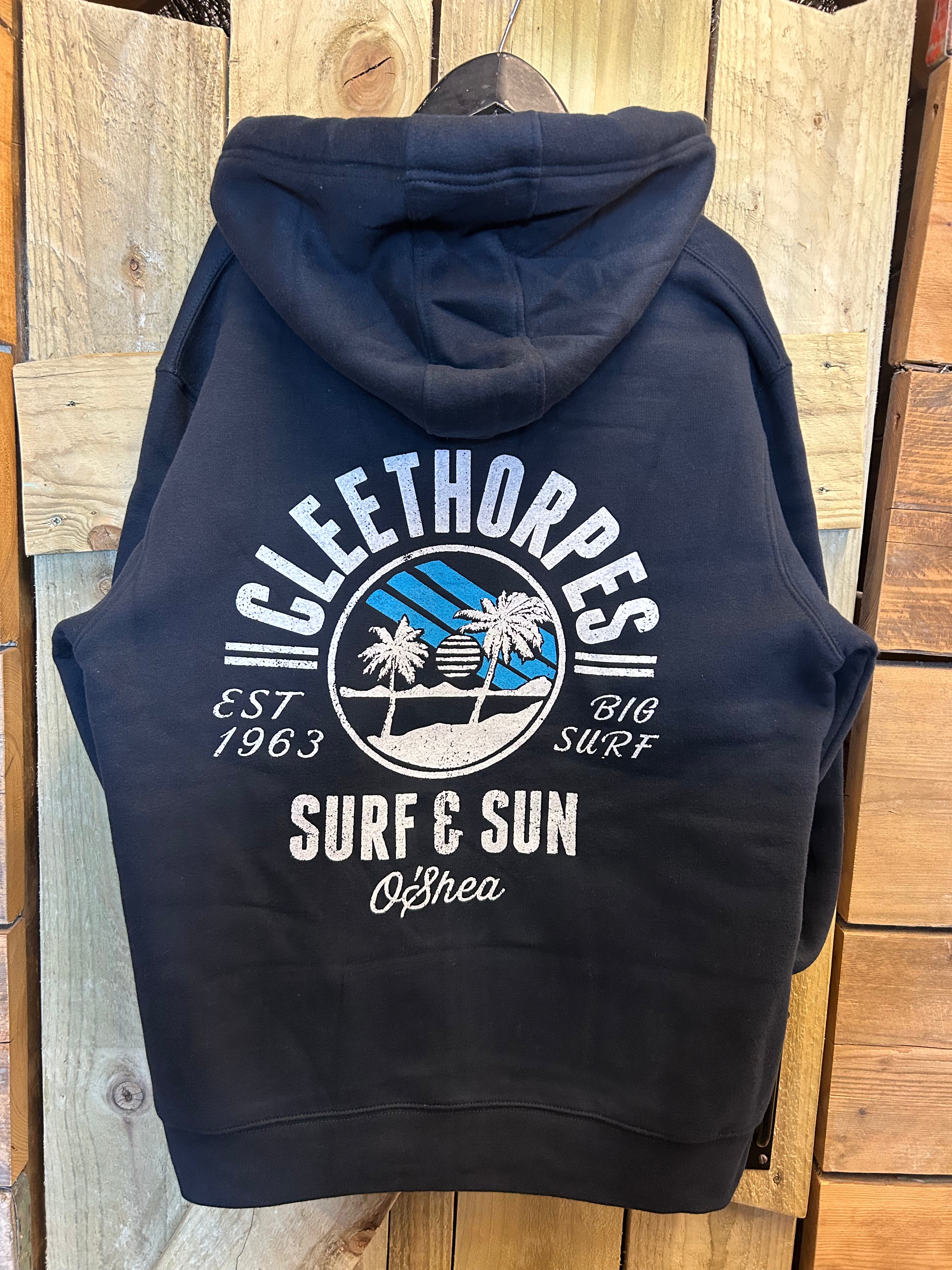 Cleethorpes navy zipped hoodie surf & sun