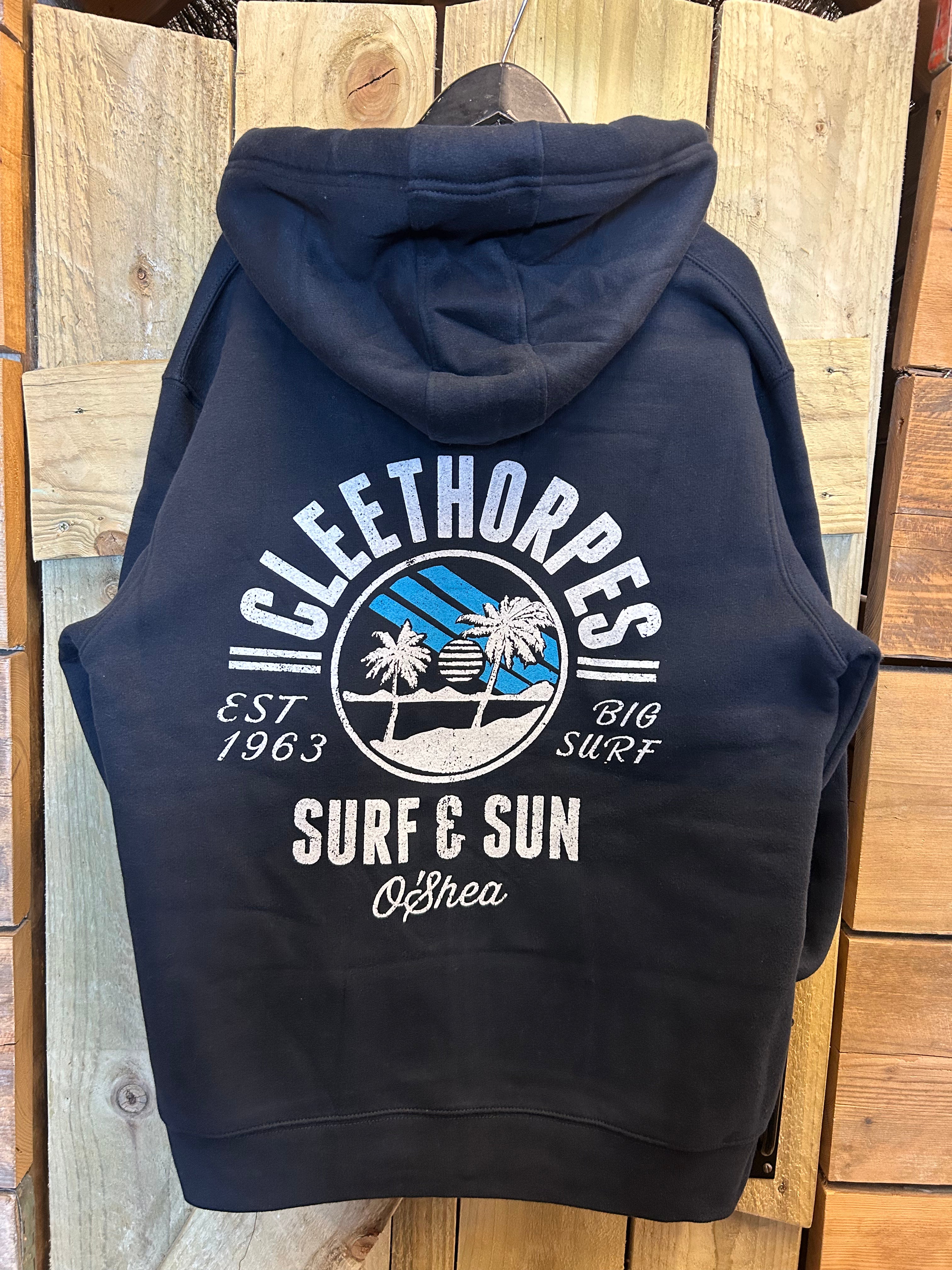 Cleethorpes navy zipped hoodie surf & sun