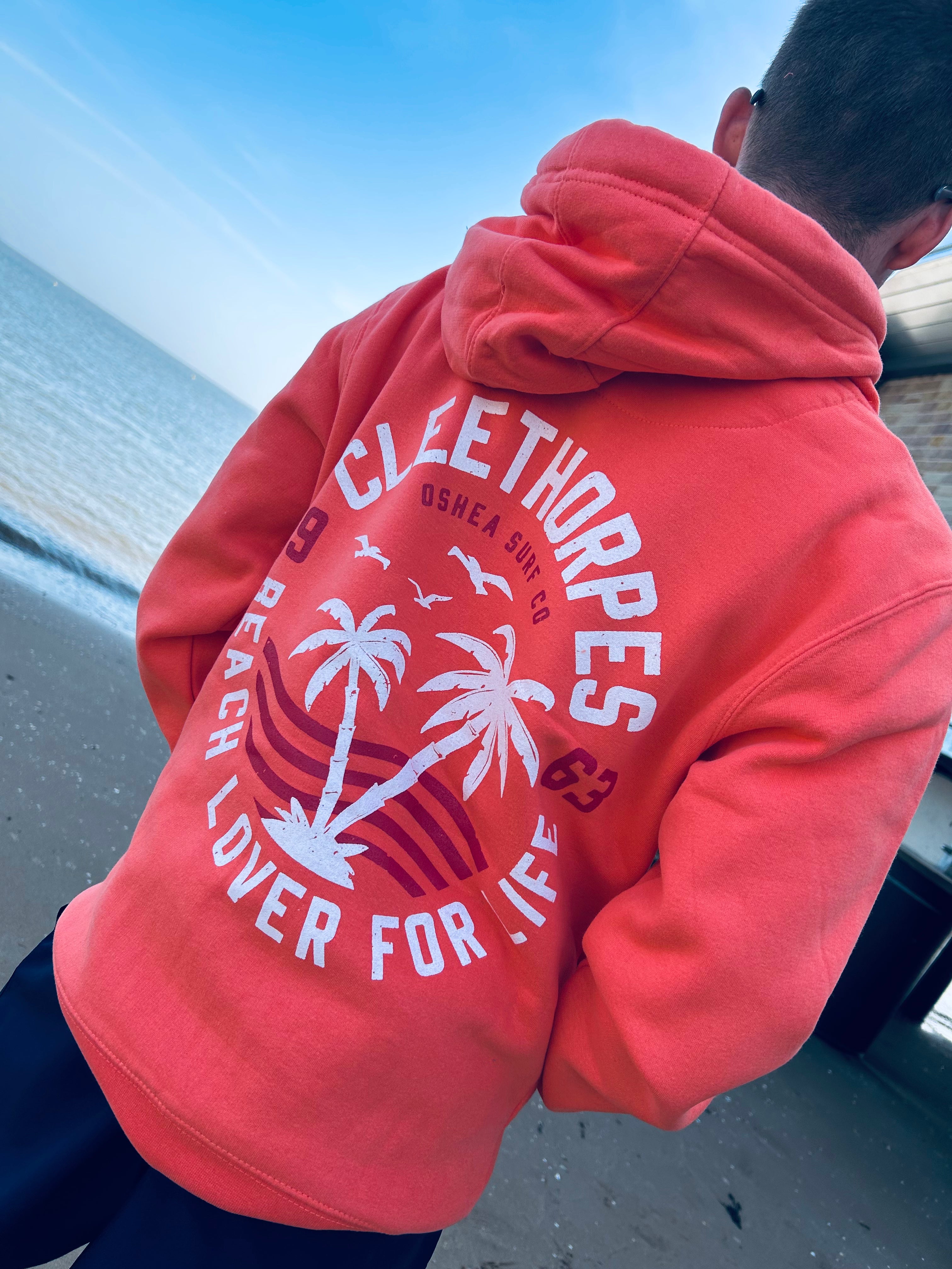 Cleethorpes Summer Coral Overhead Hoody - Beach Lover
