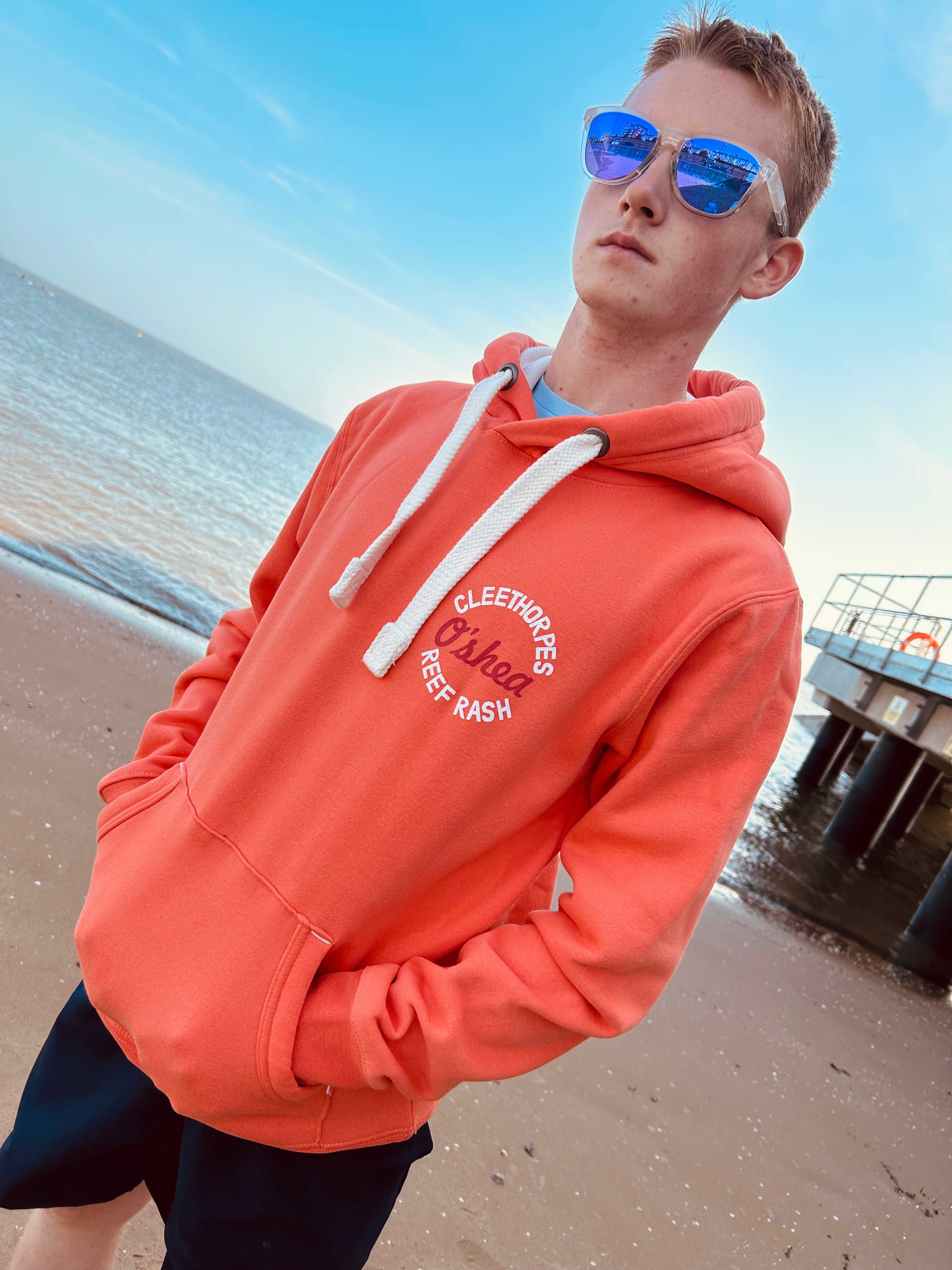 Cleethorpes Summer Coral Overhead Hoody - Beach Lover