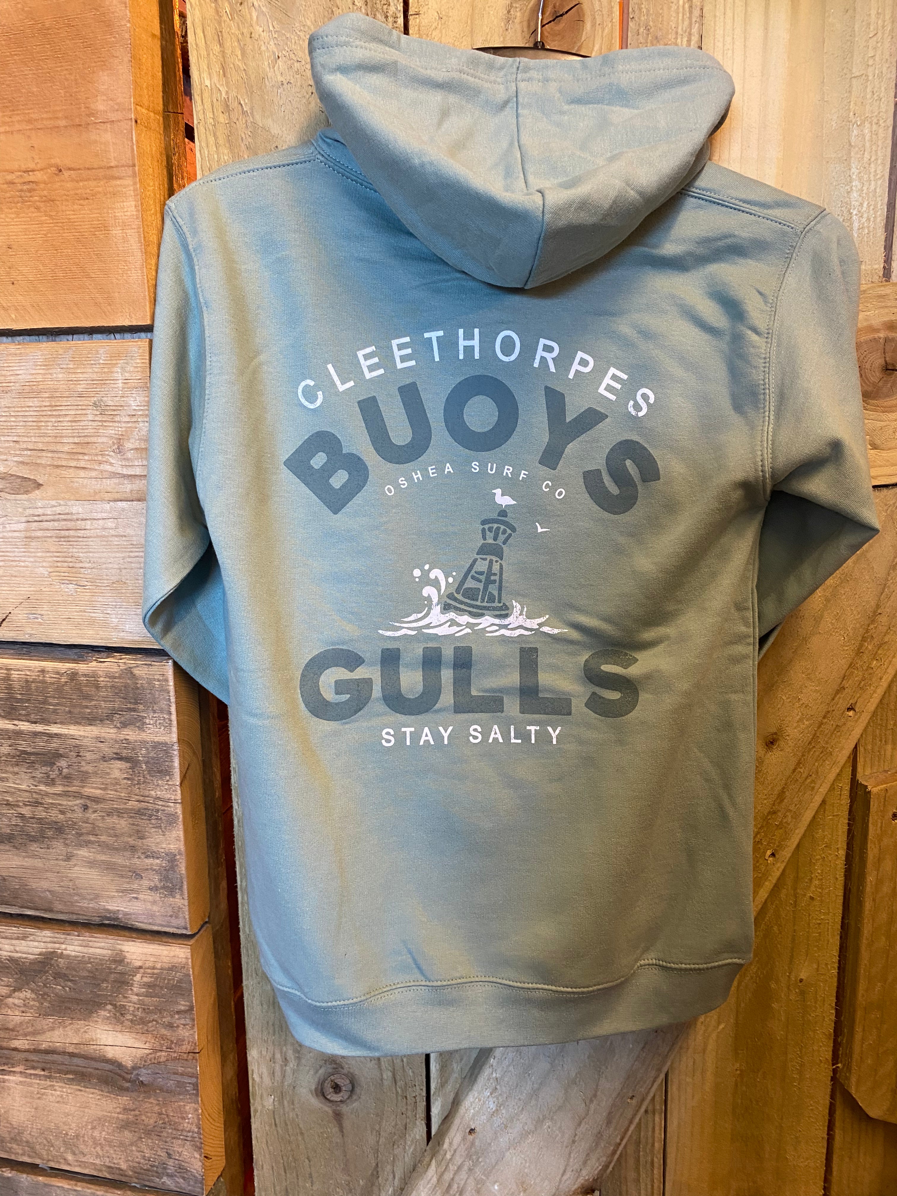 CLEETHORPES KIDS SAGE HOODIE - BUOYS AND GULS