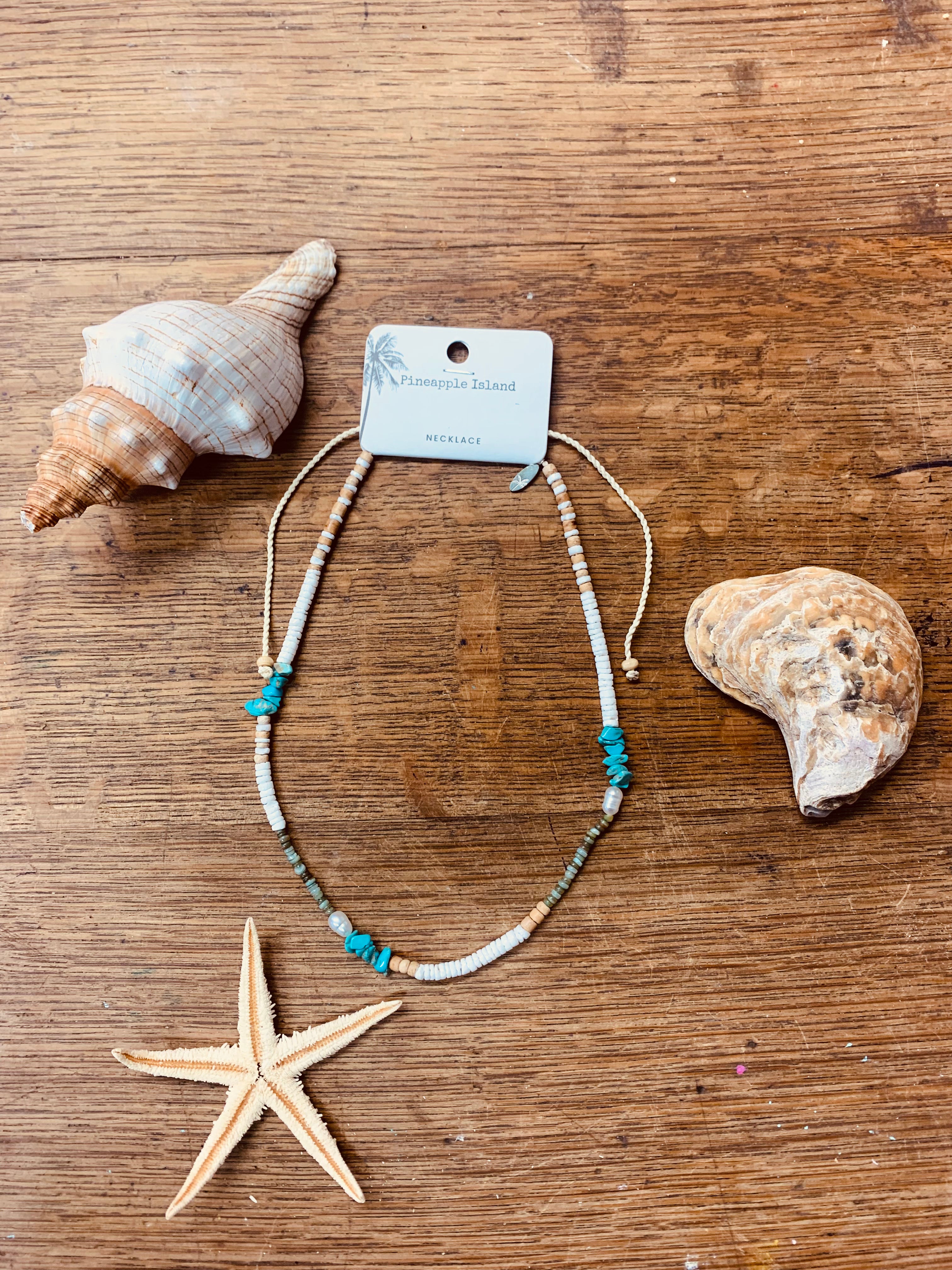 MADASARI BEACH MOTHER OF PEARL BLUE NECKLACE- LIMN-008