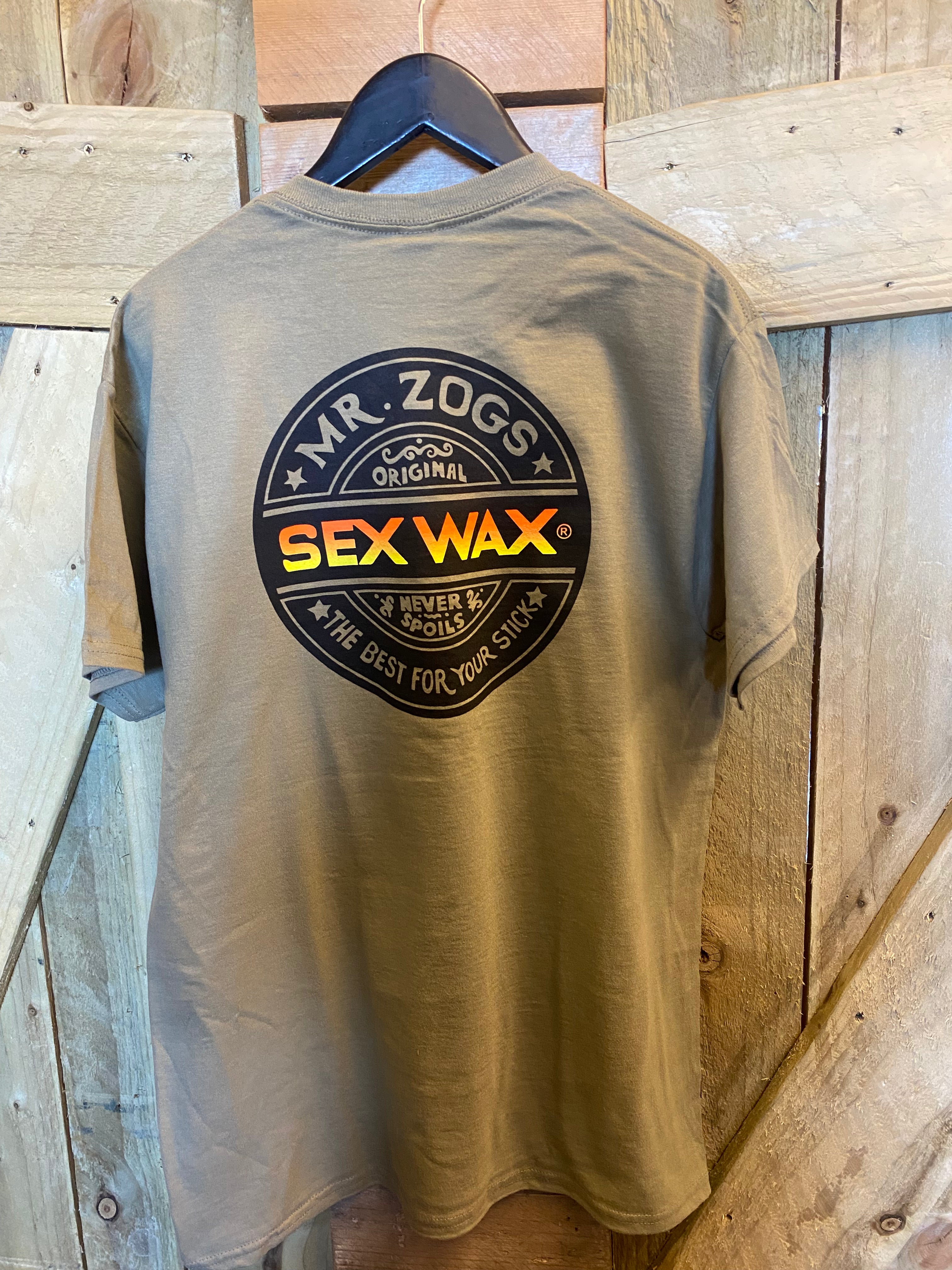 Sex wax t-shirt  - word fade orange - prairie dust