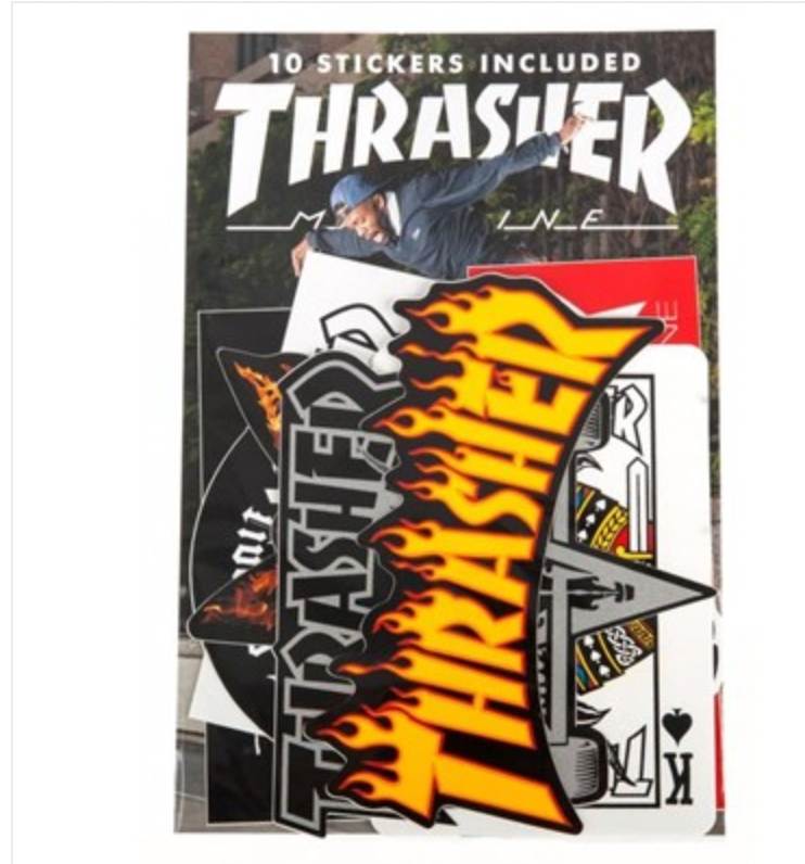 THRASHER SKATE MAG ASSORTED 10 PACK STICKER PACK