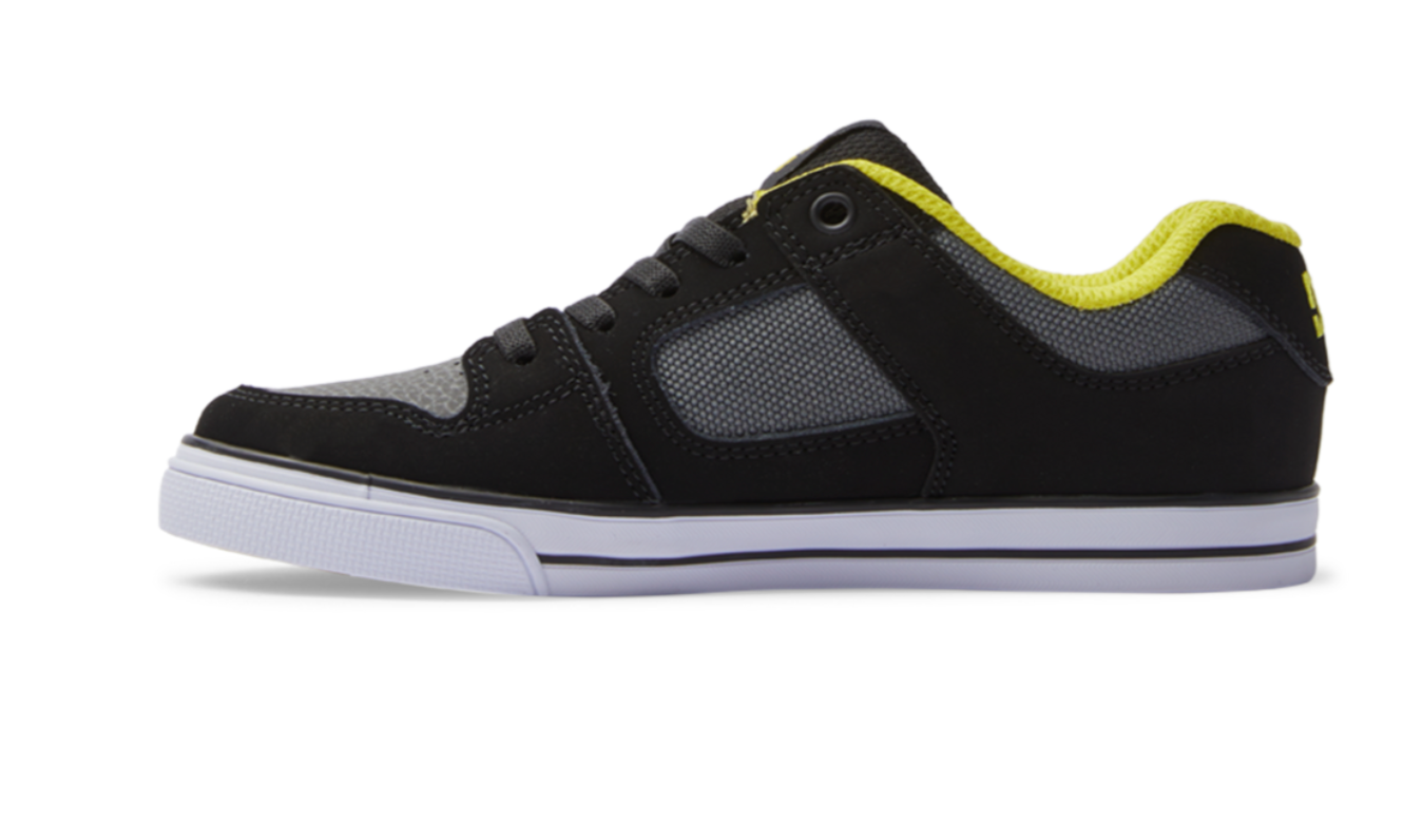 DC SHOES BOYS PURE ELASTIC TRAINERS - BLACK & LIME GREEN