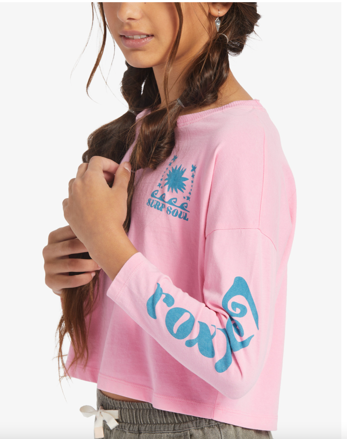 ROXY ALL YOU NEVER SAY LONG SLEEVE TEE GIRLS IN SACHET PINK