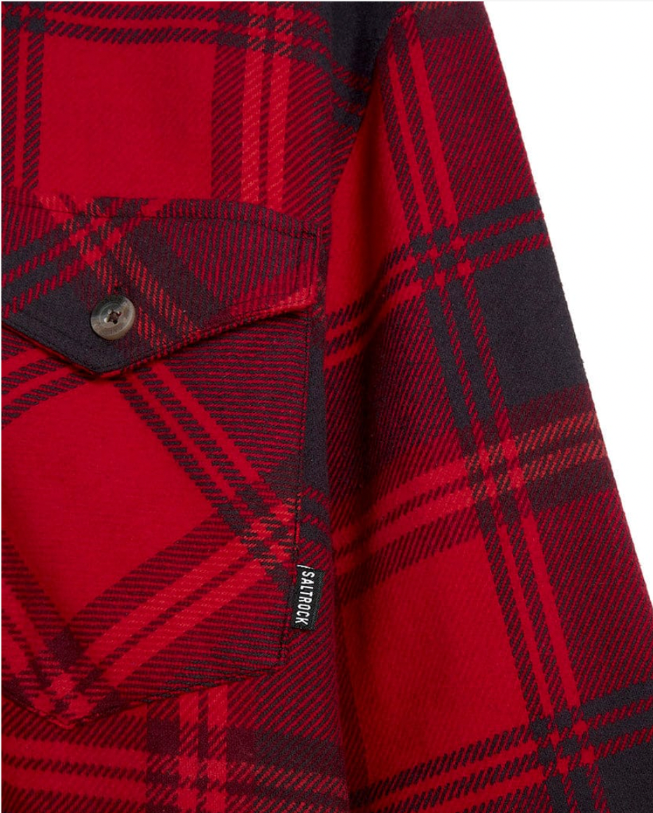 SALTROCK Colter - Hooded Long Sleeve Shirt - Red===SALE====