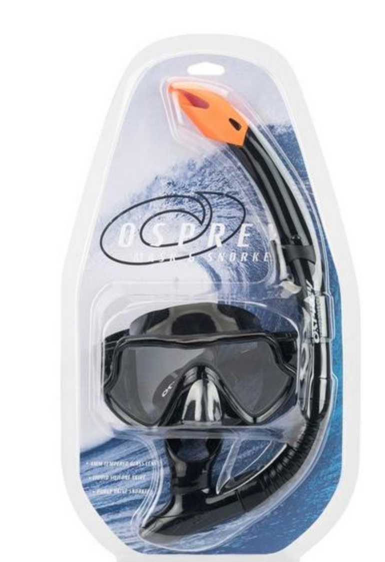 Osprey Adult Single Lens Mask and Snorkel set - Black