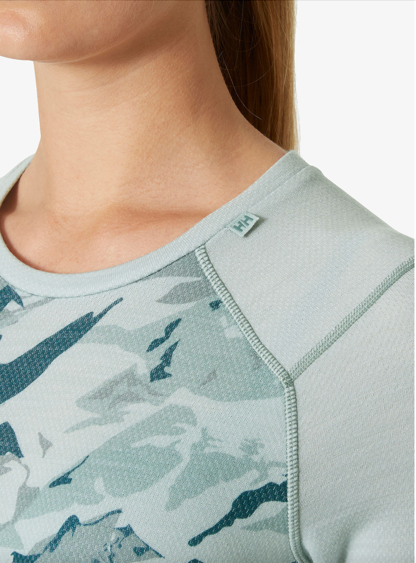 Helly Hansen LIFA Merino Midweight Graphic Crew - green mist mountain camo