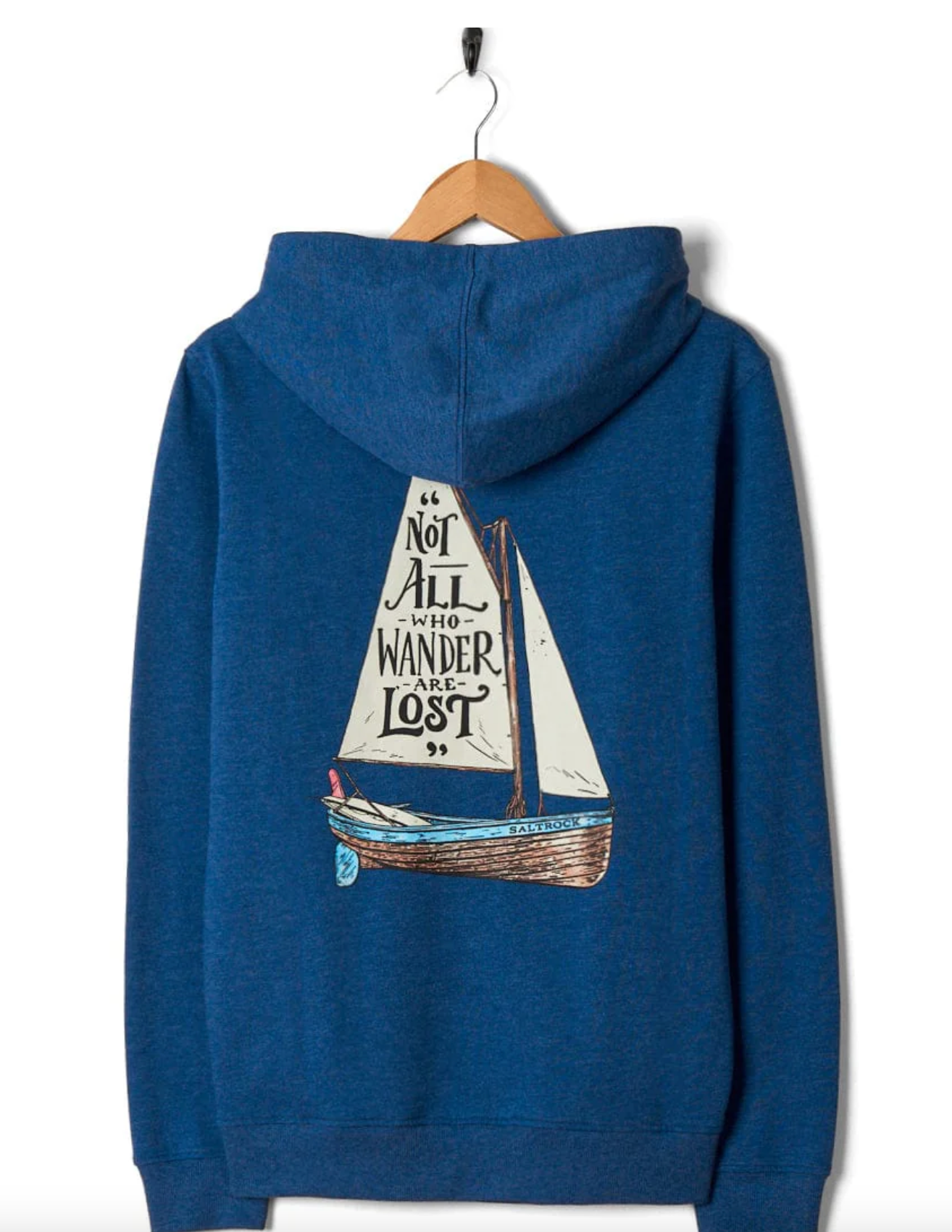 Saltrock Lost Ships - Mens Pop Hoodie - Blue Marl