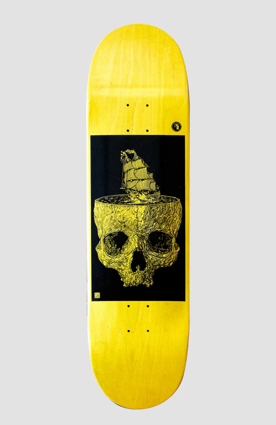 Heathen Stormy Seas On Taperhead Skateboard Deck Yellow - 8.5"