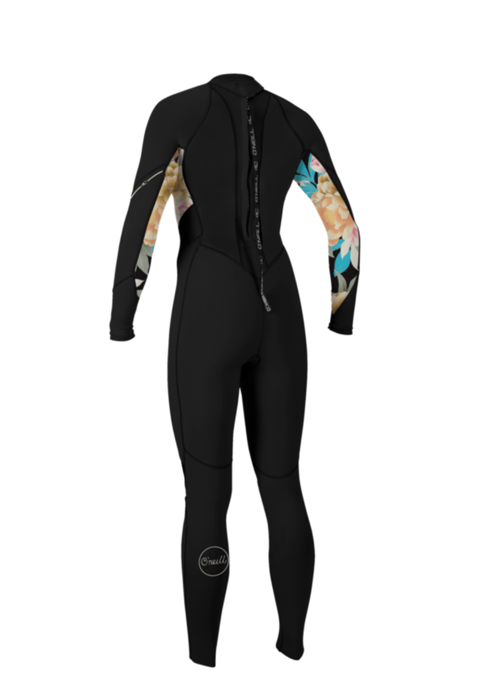 O'NEILL Women's Bahia 3/2 Back Zip Full. -BLACK/MIKAHFLORAL/BLACK -5292 - IJ7
