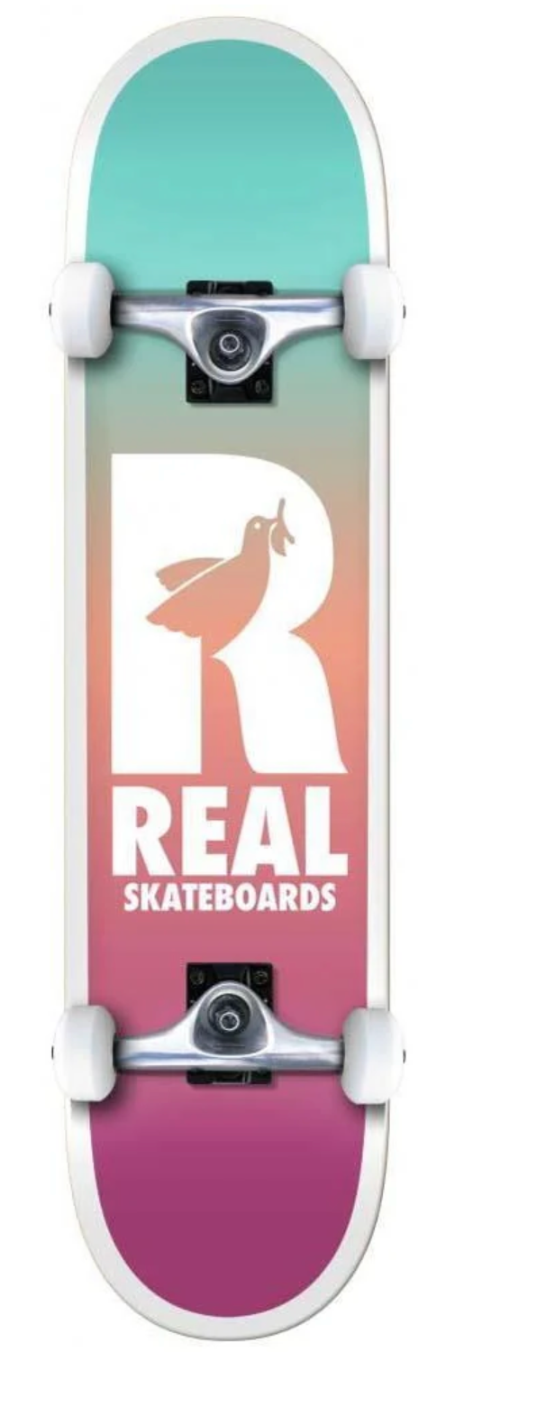 Real Be Free Fades Large Factory Complete Skateboard Multi 8"