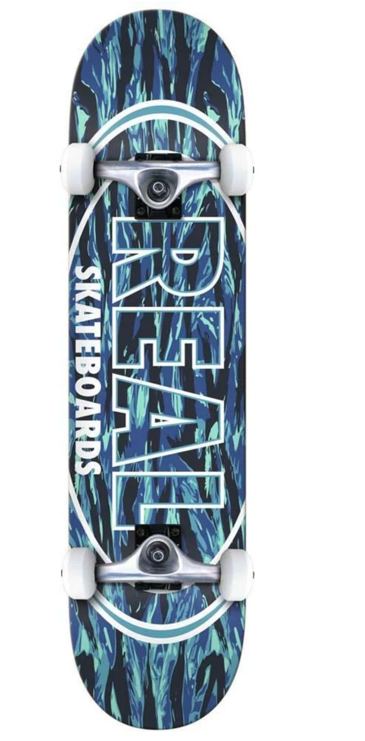 Real Stealth Oval Medium Factory Complete Skateboard Blue 7.75"