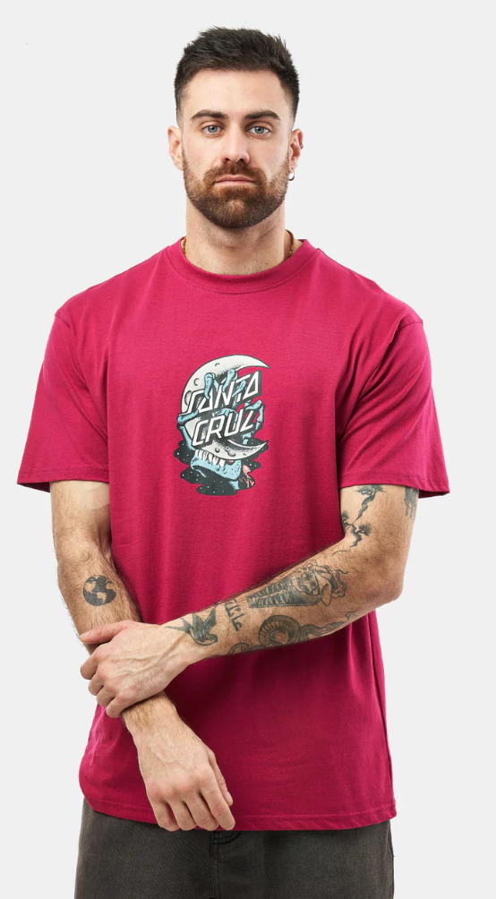 Santa Cruz Crescent Bone Hand T-Shirt - Burgundy