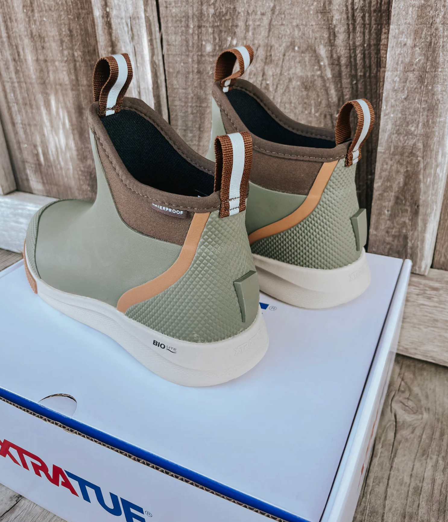 XTRATUF ANKLE DECK BOOTS IN OLIVE