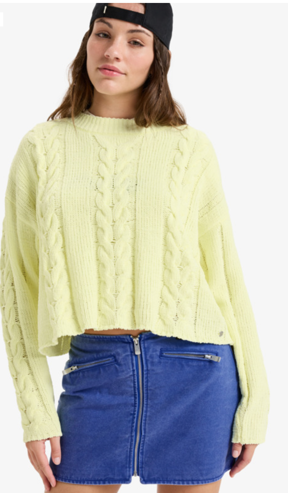 Roxy Chloe Kim Cropped Cable - Crew Neck Cable Knit Jumper for Women