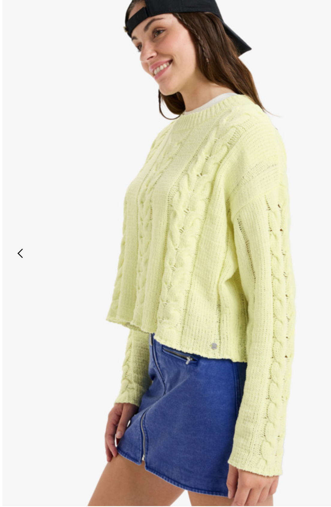 Roxy Chloe Kim Cropped Cable - Crew Neck Cable Knit Jumper for Women