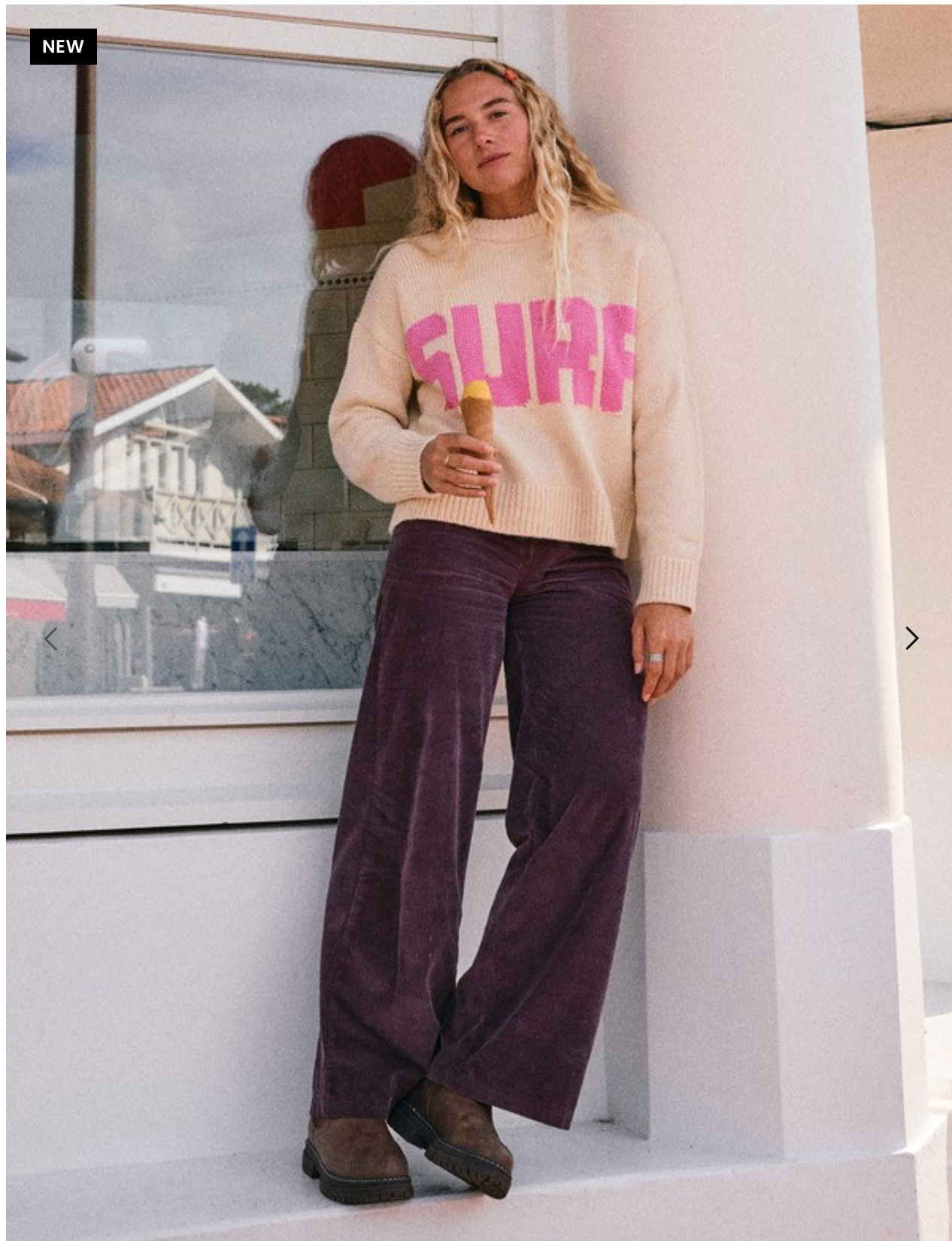 Roxy Surf On Cloud Cord - Corduroy Wide Leg Trousers for Women