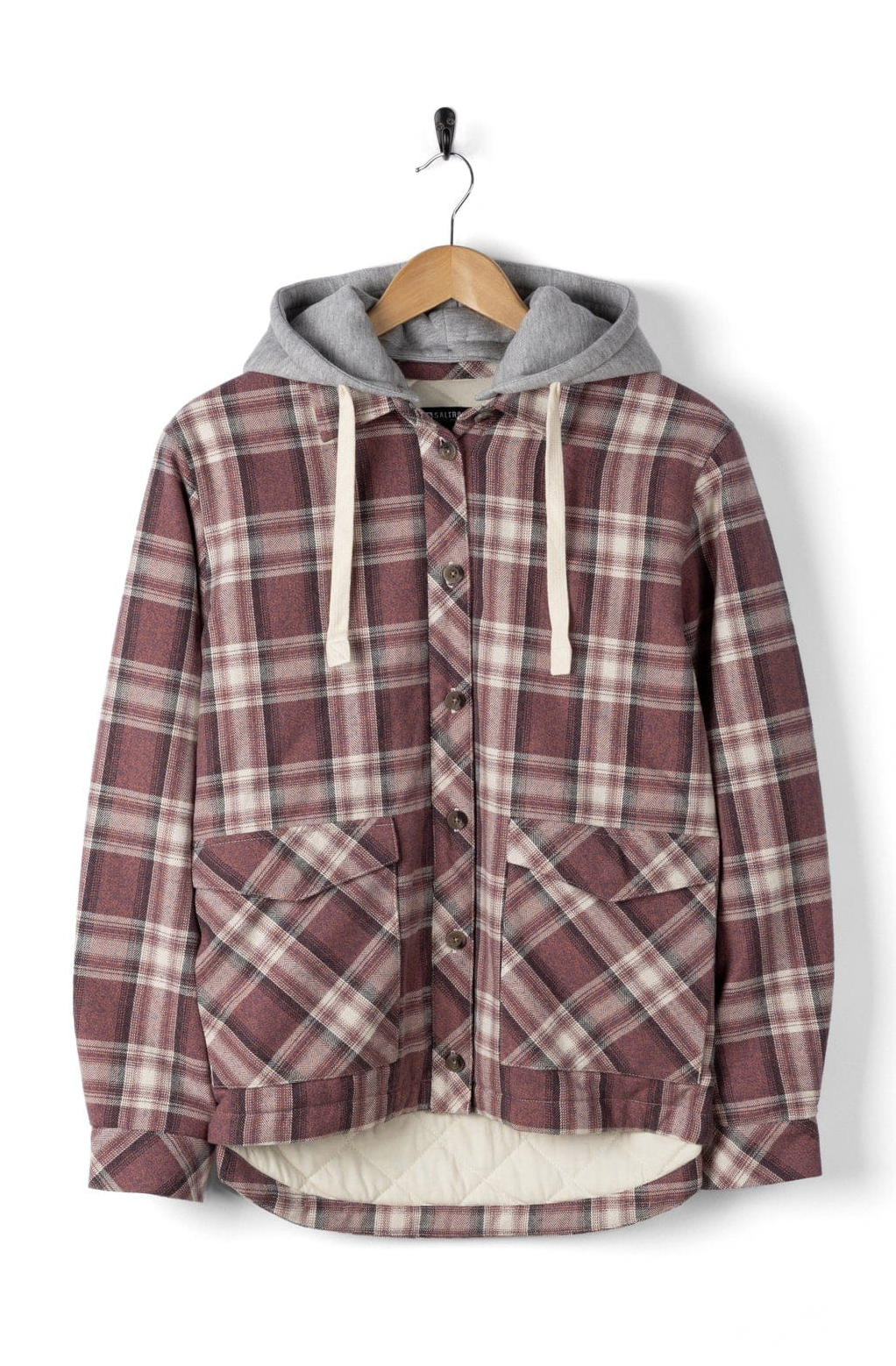 SALTROCK Myla - Womens Hooded Check Shacket - Pink Check