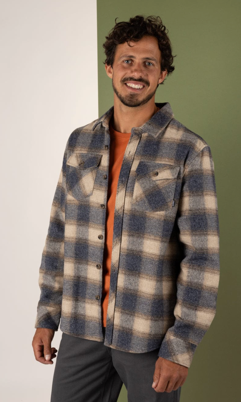SALTROCK Wilfred - Mens Check Flannel Shirt - Cream/Grey