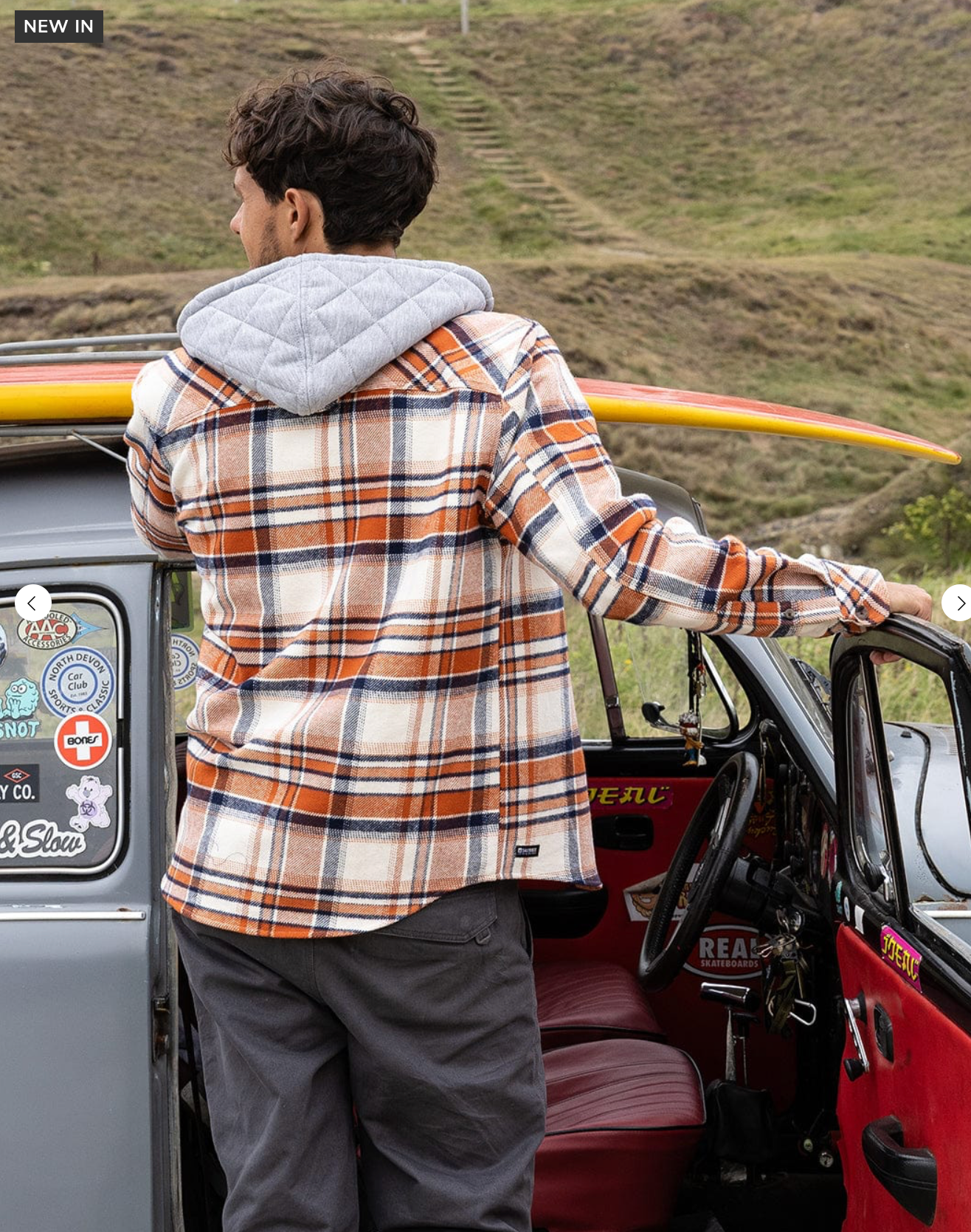SALTROCK Beale - Mens Hooded Check Shirt - Orange