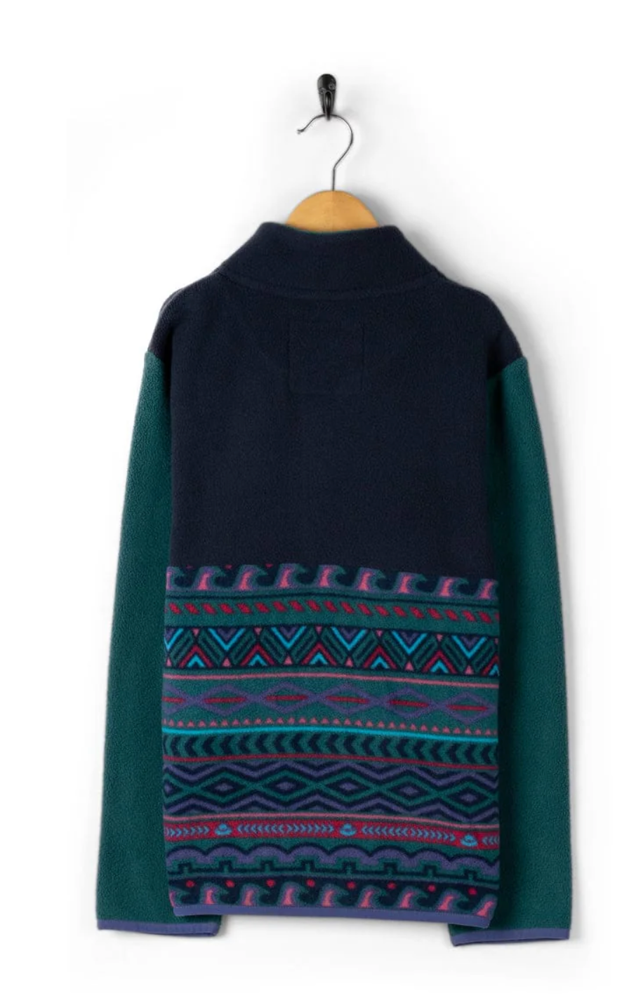 SALTROCK Treehouse Block - Kids 1/4 Neck Fleece - Green/Blue