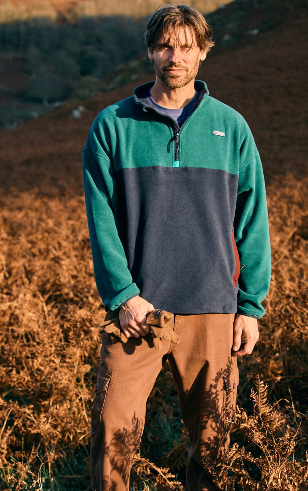 SALTROCK Theo Block - Mens Fleece - 1/4 Neck - Green/Blue