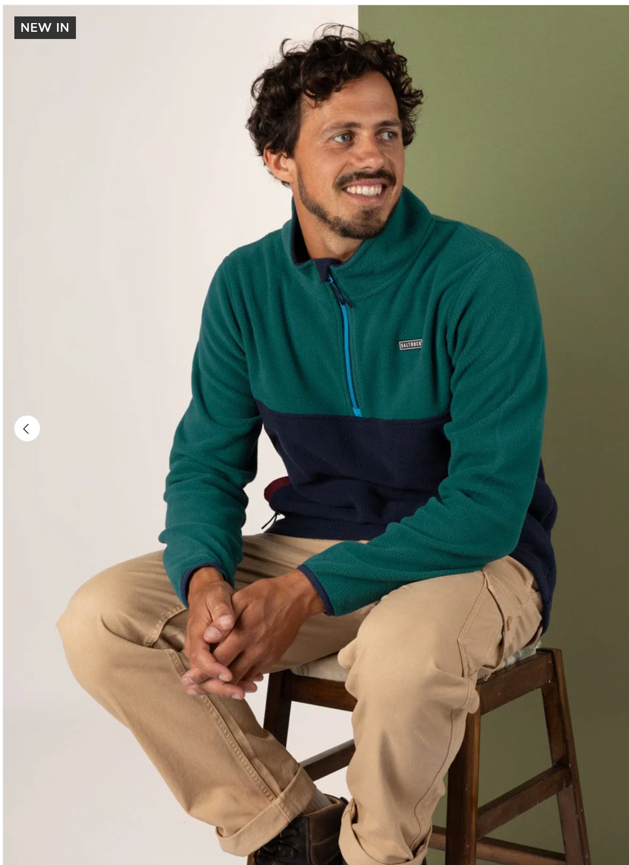 SALTROCK Theo Block - Mens Fleece - 1/4 Neck - Green/Blue