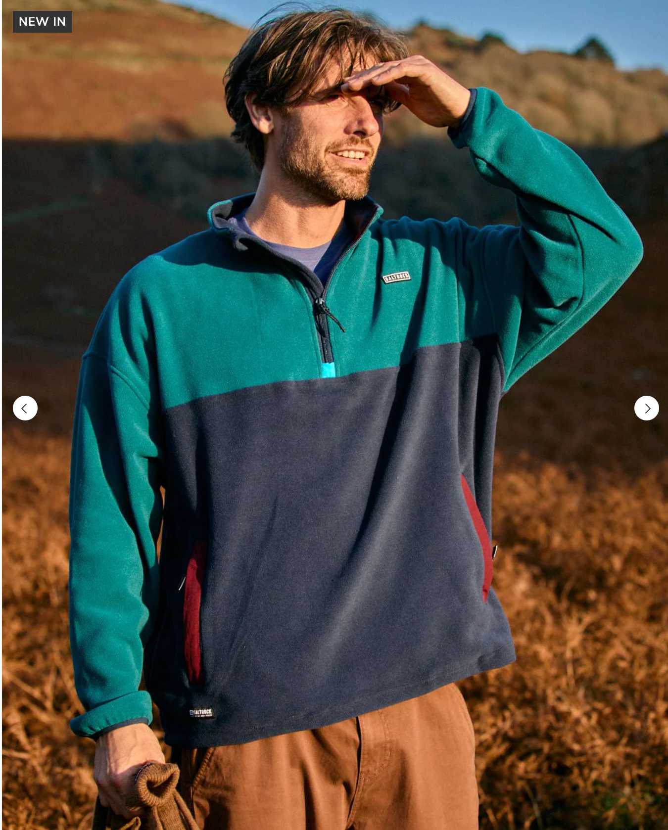SALTROCK Theo Block - Mens Fleece - 1/4 Neck - Green/Blue