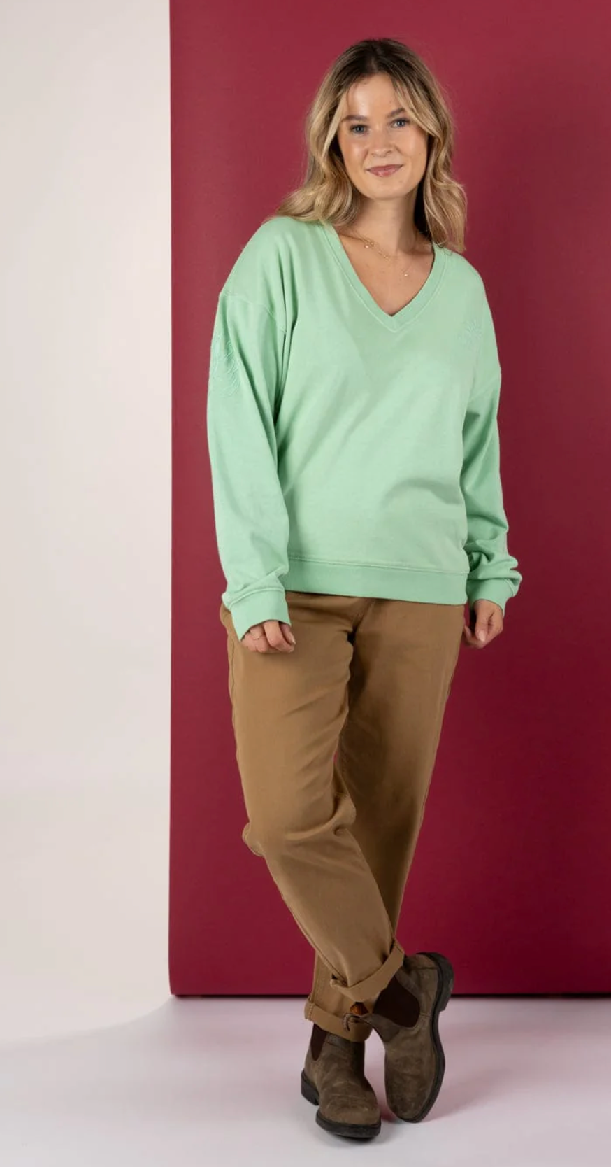 SALTROCK Penny - Womens V-Neck Sweatshirt - Light Green