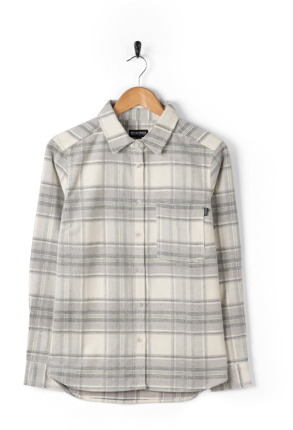 SALTROCK Tiff -Womens Corduroy Check Shirt - Cream/Grey
