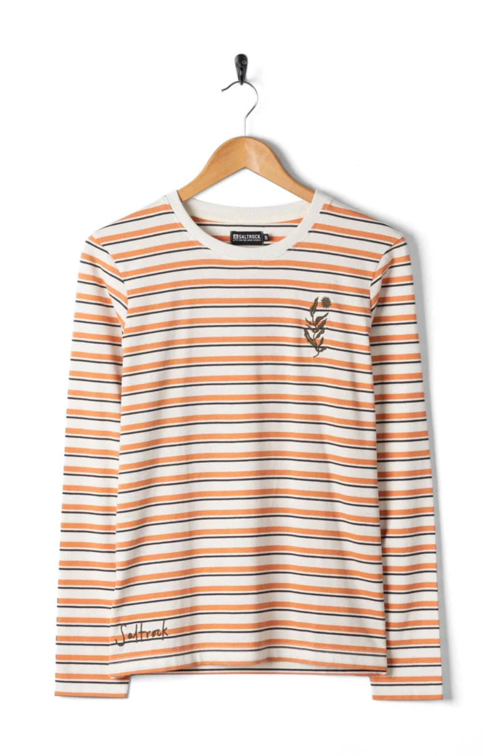 Saltrock Meghan - Womens Long Sleeve Stripe T-Shirt - Orange/Cream