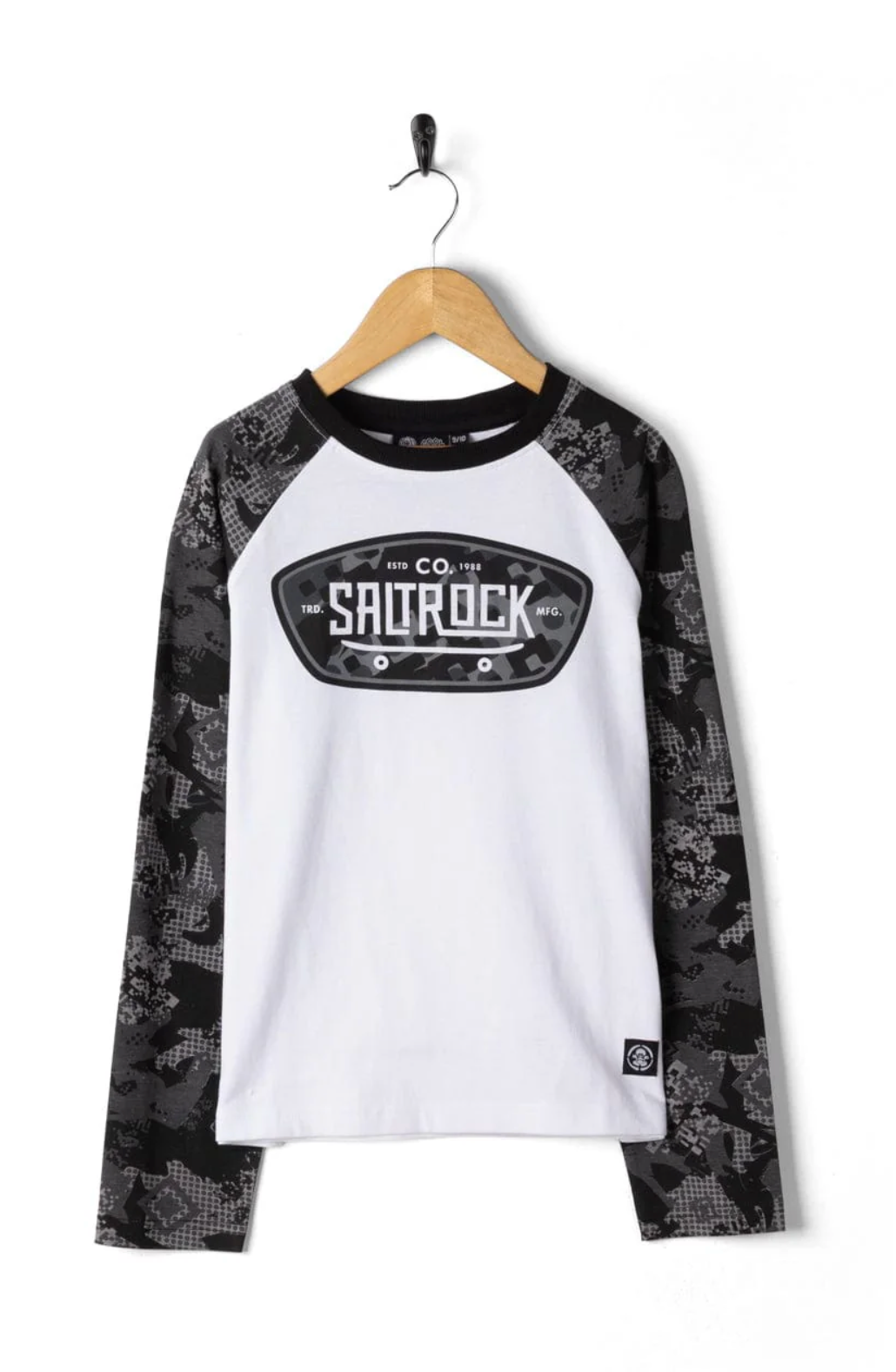 Saltrock Digi Camo Raglan - Kids Long Sleeve T-Shirt - White/Black