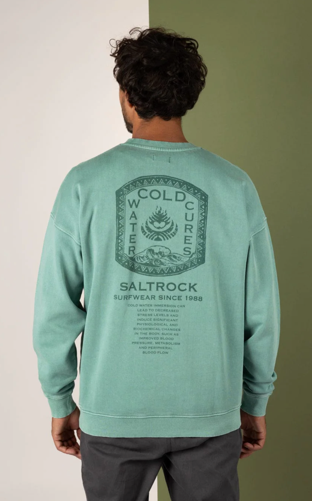 Saltrock Cold Water Cures - Mens Oversized Sweatshirt - Green