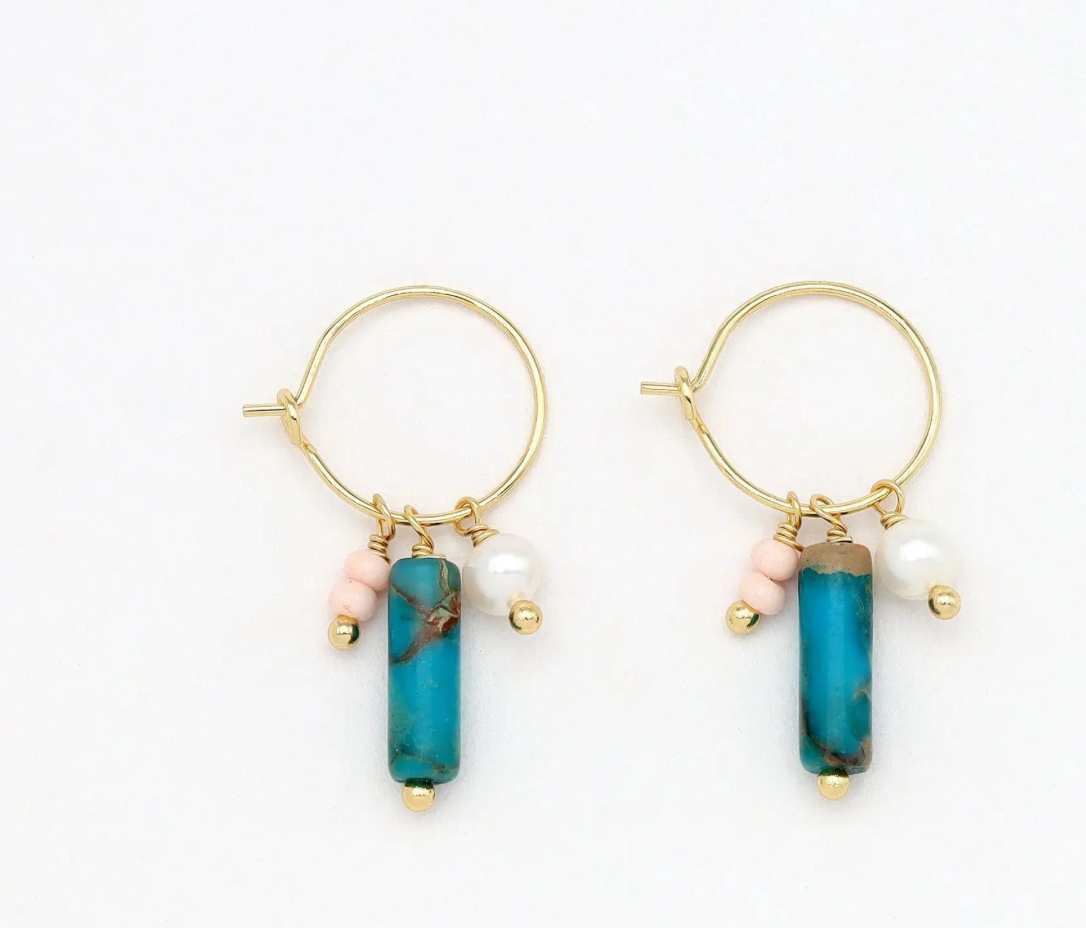 GIADA SUGATI BEADED HOOP EARRINGS - GEP-006