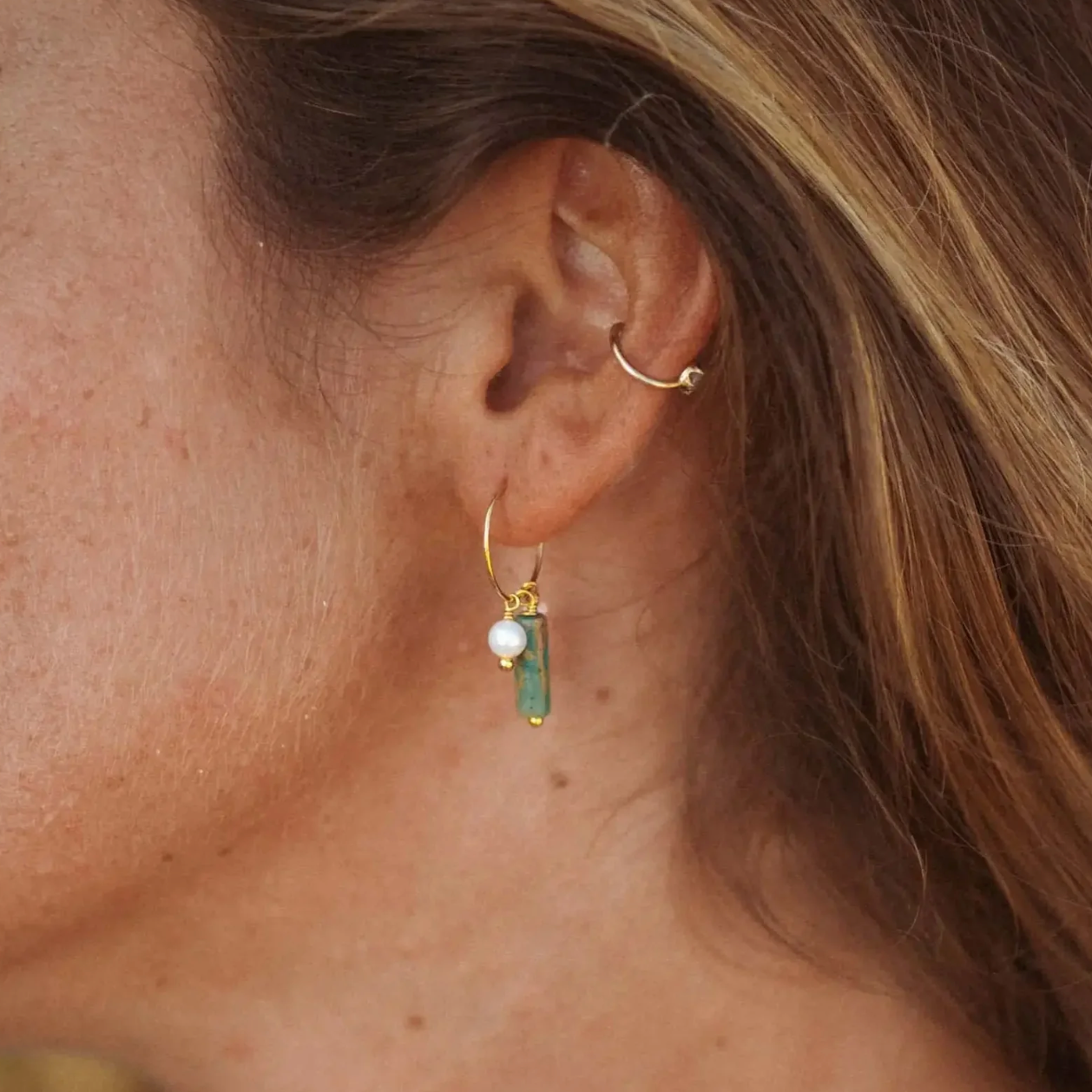 GIADA SUGATI BEADED HOOP EARRINGS - GEP-006