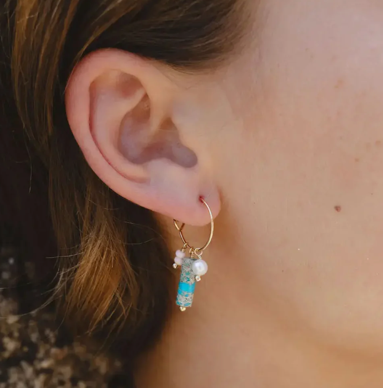 GIADA SUGATI BEADED HOOP EARRINGS - GEP-006