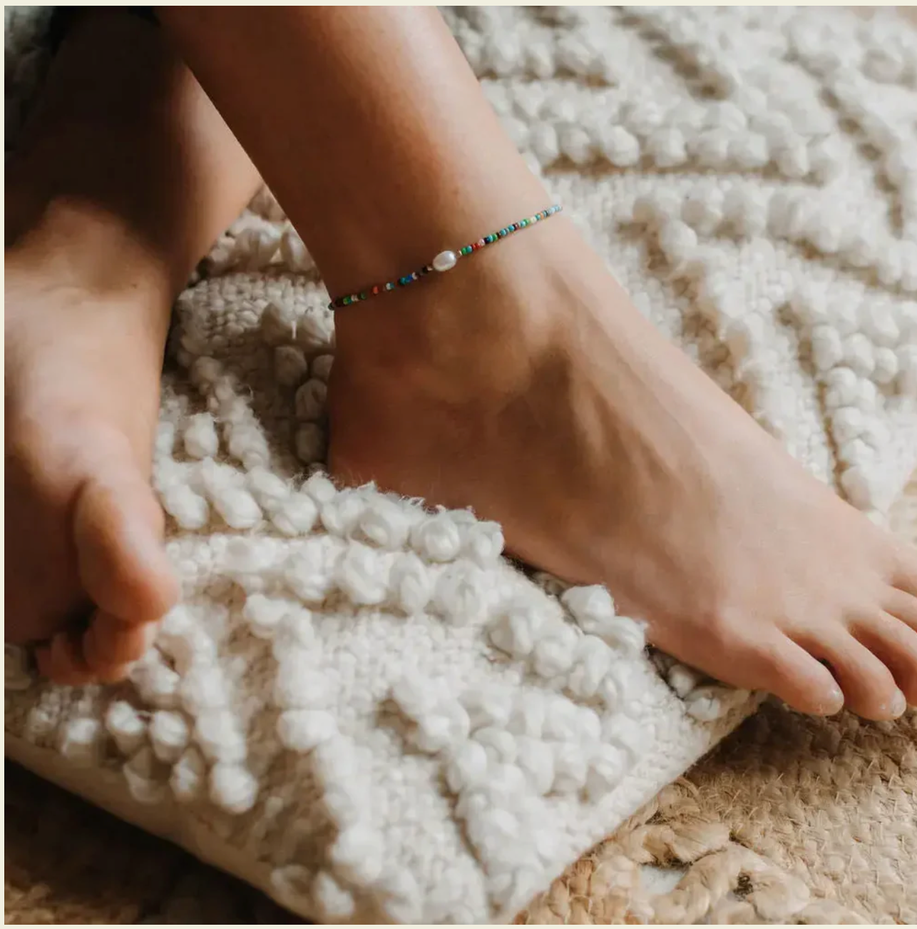 PINEAPPLE MATIRA FRESHWATER PEARL BEADED ANKLET - LBEP-062
