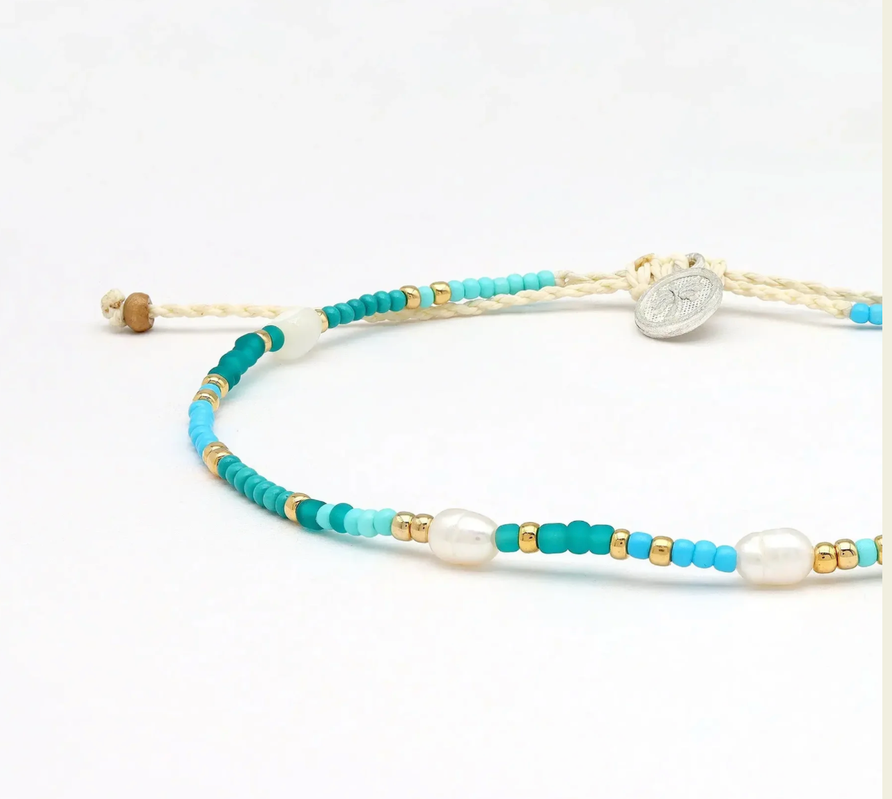 PINEAPPLE GIADA CINTA PEARL BEADED SURF ANKLET GAP -003