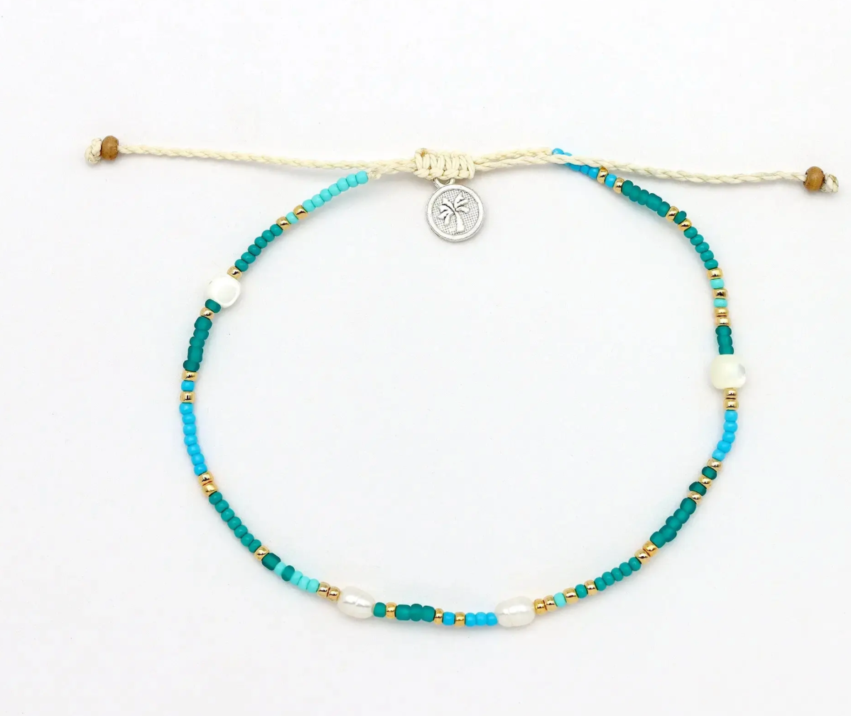 PINEAPPLE GIADA CINTA PEARL BEADED SURF ANKLET GAP -003