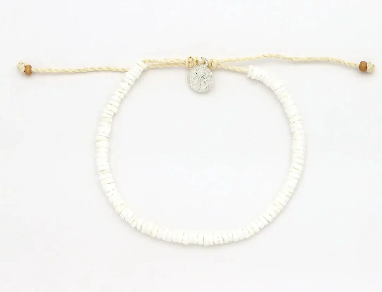 PINEAPLE WHITE PUKA SHELL BRACELET - SHB-202