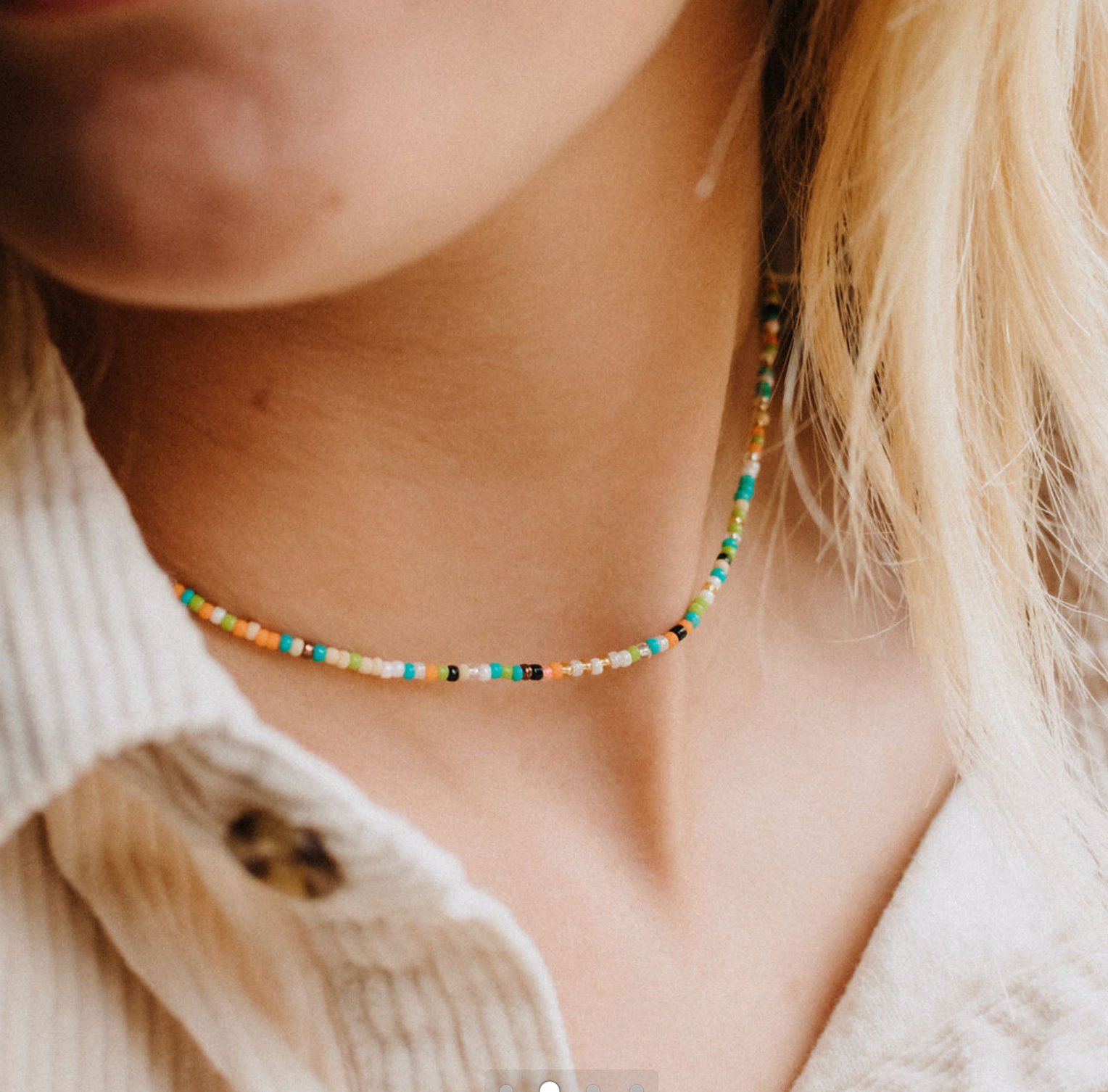 PINEAPPLE ALILA DAINTY BEADED CHOKER NECKLACE - NICNP-001