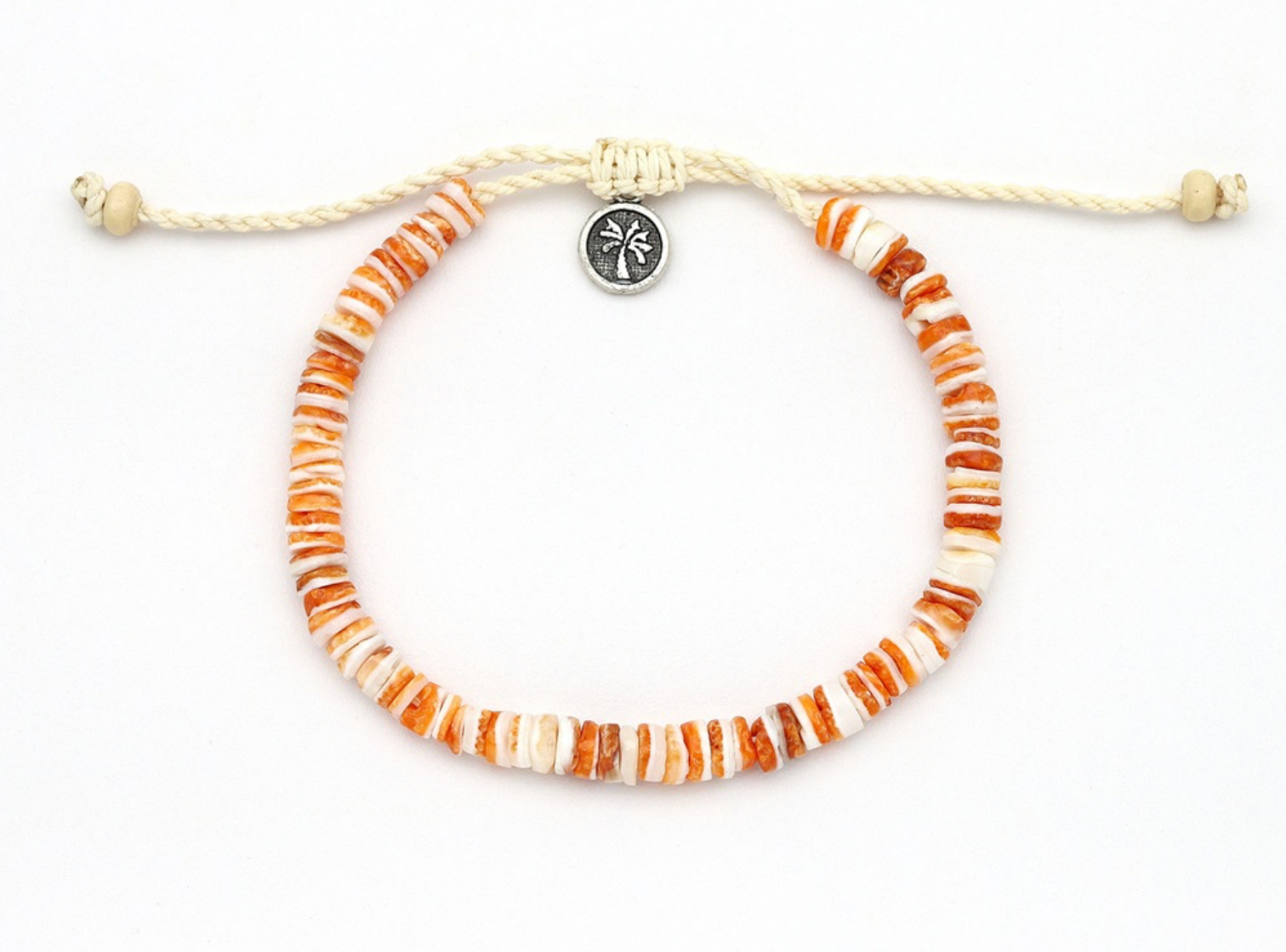 PINEAPPLE ENU ISLAND SHELL ORANGE /WHITE ANKLET -038