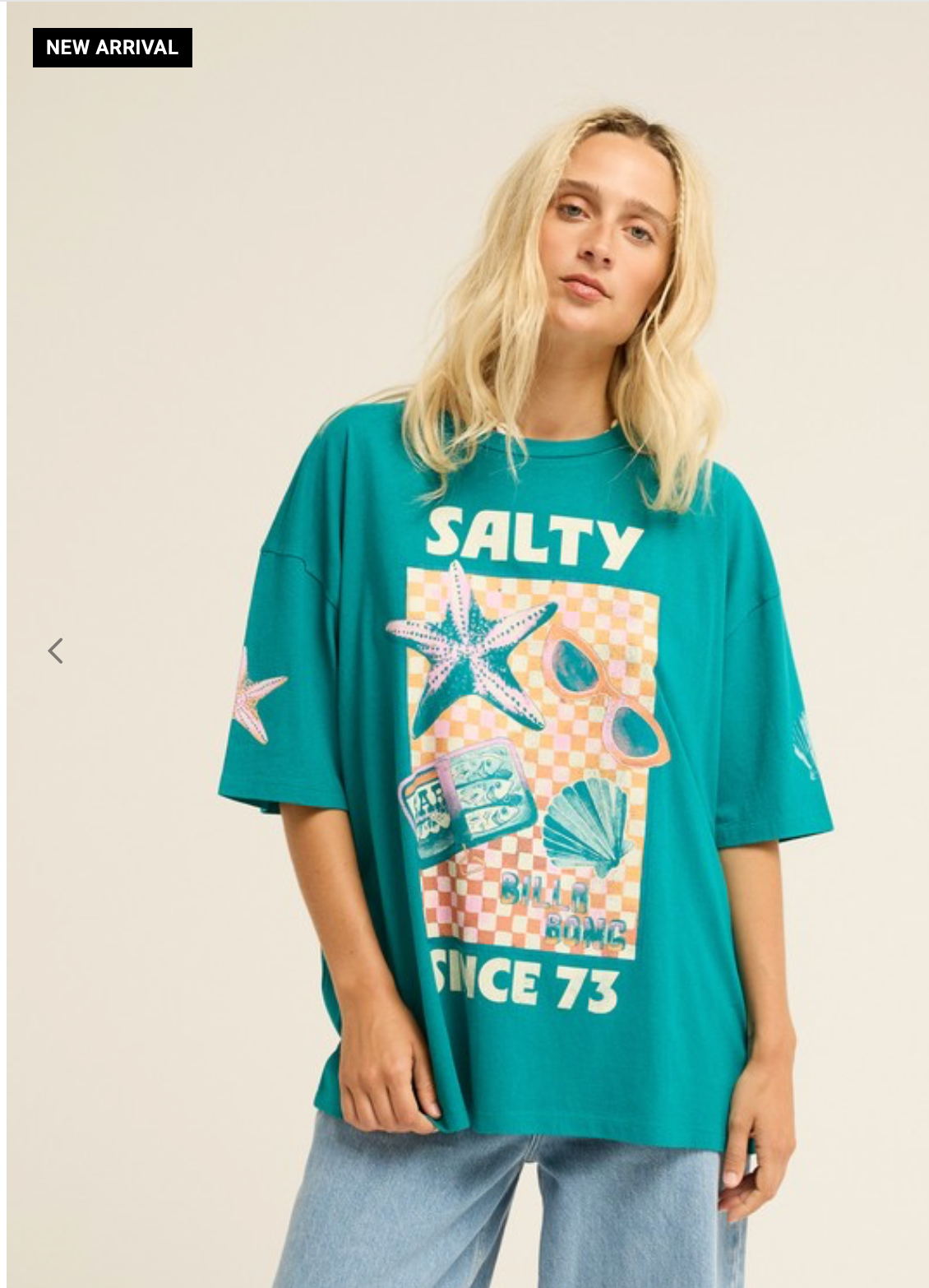 Billabong -Salty Since Women Green Oversized T-Shirt
