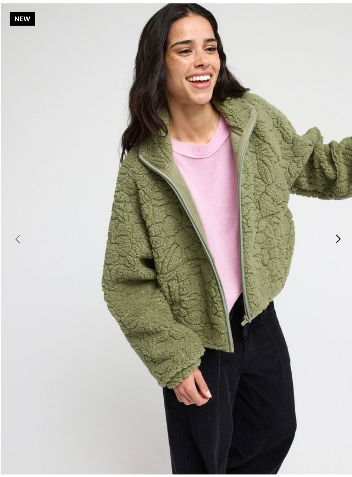 ROXY Blurry Cloud Women Green Full Zip Relaxed Fleece