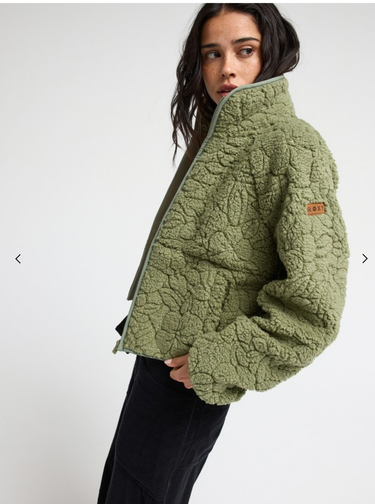 ROXY Blurry Cloud Women Green Full Zip Relaxed Fleece
