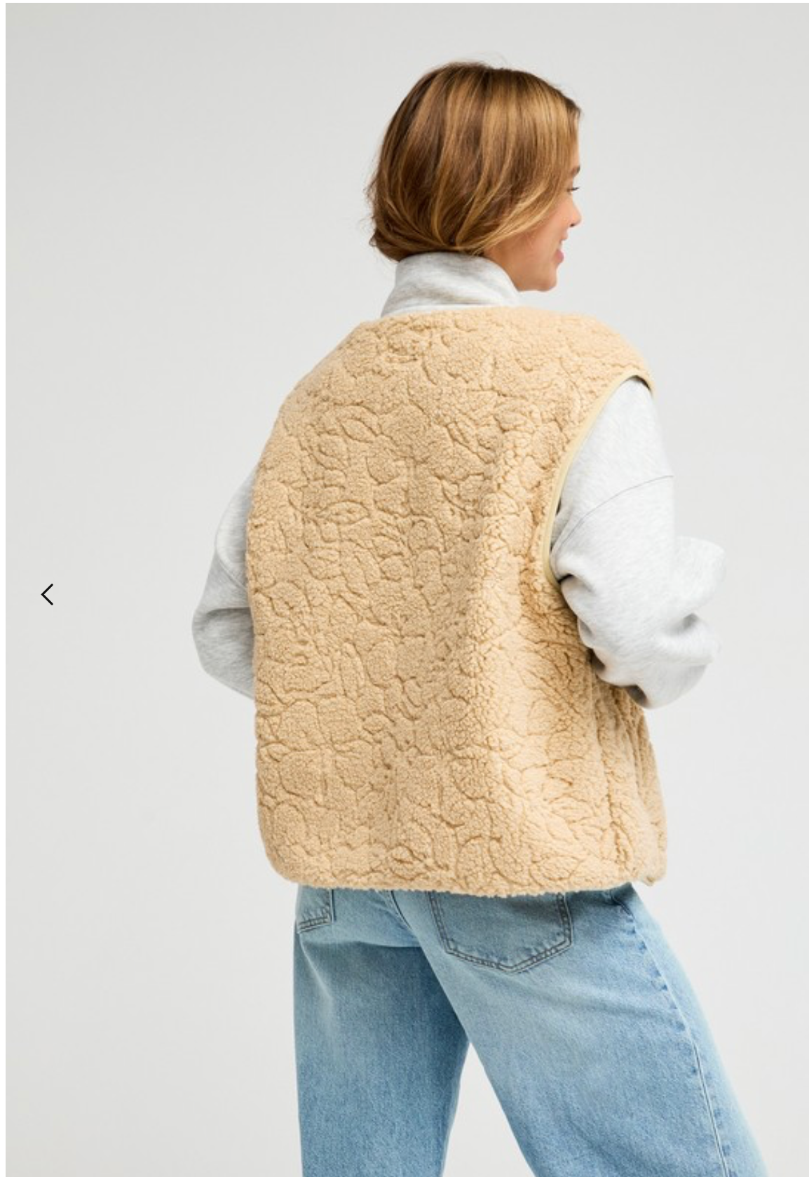 ROXY Best Town Women Beige Zip Sherpa Vest