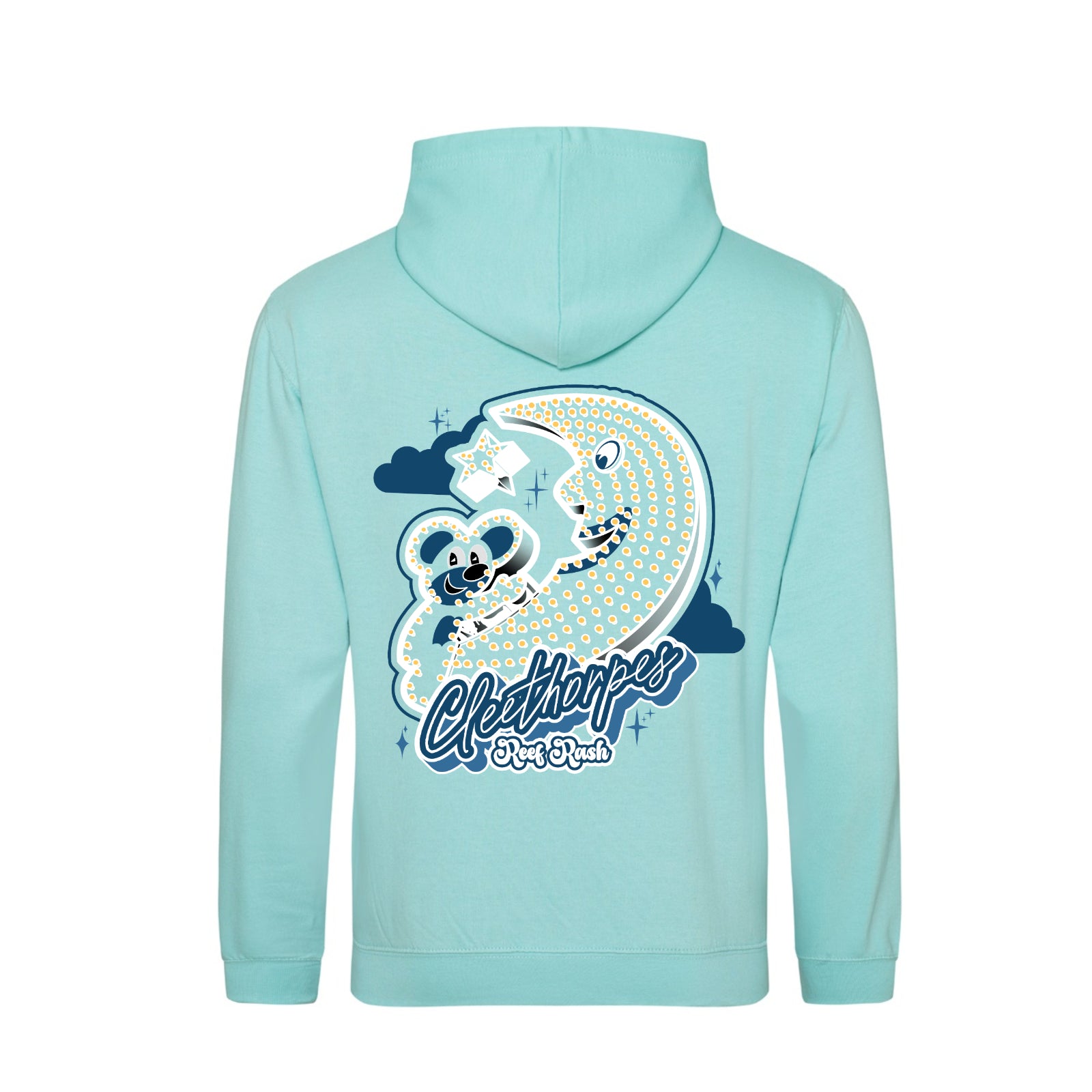 CLEETHORPES MOUSE AND MOON KIDS HOODIE -SEAGLASS