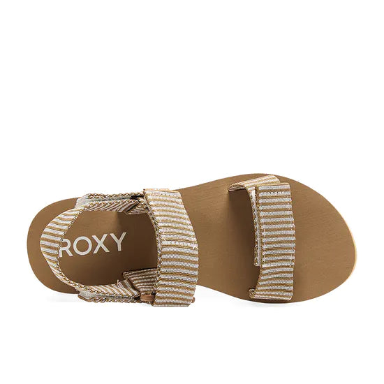 Roxy Ladies Cage Sandals - Brown White-SALE -UK 8